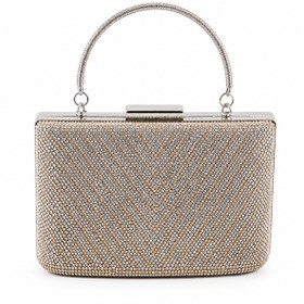 Resim Moda Lime Taşlı Altın Kadın Abiye El Çantası Taş Detaylı Zincir Askılı Şık Gece Davet Clutch Modeli Zarif 