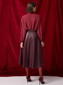Resim BORDO DERİ MİDİ BOY ETEK - BORDO / 40 