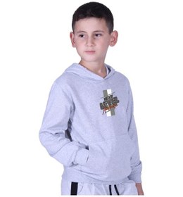 Resim Fyk Kids Kapüşonlu Kanguru Cepli Next Level Baskılı Erkek Çocuk Sweatshirt Gri 