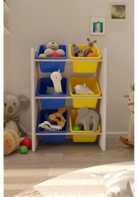 Resim 6 Sepetli Çok Amaçlı Montessori Oyuncak Dolabı 