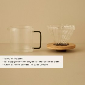 Resim PremiumPort Doğal Ahşap Filtre Kahve Demliği 600 Cc, Şık ve Kullanışlı Tasarım 
