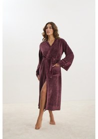 Resim Sevim Kadın Uzun Kadife Mürdüm Sabahlık C5t6n1o61 001 