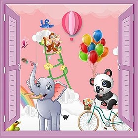 Resim Çocuk Odası Bebek Odası Pencere Poster Duvar Kağıdı Fil Panda 
