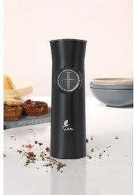 Resim Gangnam Pilli Tuz Karabiber Değirmeni Otomatik Baharat Öğütücü Siyah 