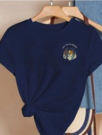 Resim Unisex Pamuklu Arizona Ön Ve Arka Baskılı Tasarım T-shirt Lacivert 