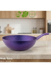 Resim 30 Cm Granit Wok Tava - Violet Violet 