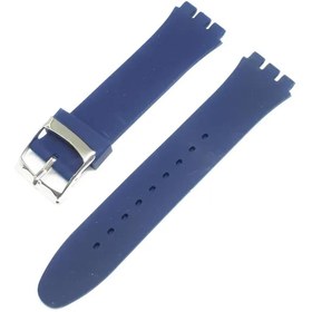 Resim 19mm Swatch Uyumlu Chrono Model Slikon Saat Kordonu - LACİVERT 