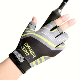 Resim 1 Çift Nefes Alabilir Kaymaz Parmaksız Balıkçılık Eldiveni - Güneş Koruma, Polyester Karışımı, Dış Mekan Balıkçılığı için Ayarlanabilir Kayış, Balıkçılık Ekipmanı 