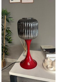 Resim Soto Füme Cam Masa Lambası Dekoratif Abajur Çocuk Odası Başucu Lambası Okuma Lambası Füme 