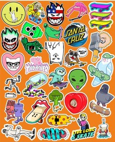 Resim Skate Board Seri 2 Sticker Seti Laptop Ajanda Pc Tablet Telefon Defter Etiket Bullet Journal Diğer 
