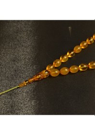 Resim Arpa Kesim 10x7 Mm Sistem İmzalı Ateş Kehribar Püsküllü Tesbih Sarı 