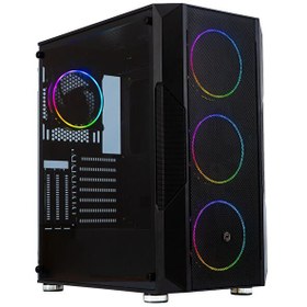 Resim Frisby FC-9435G 750W 80+ Bronze 4x120MM Double Slim Ring RGB Fan Temperli Cam Mesh USB 3.0 ATX Mit-Tower Kasa Frisby