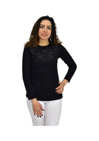Resim Kadın Taşlı Kaşkorse Bluz Bgl-st04136 Siyah 