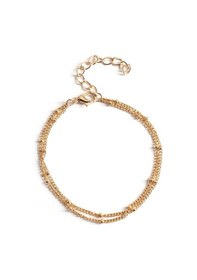 Resim Sınır Ötesi Butik Çift Boncuklu Zincir Bilezik Avrupa Ve Amerika Tarzı Bayanlar Bahar Yeni Basit Ve Ucuz El Aksesuarları 