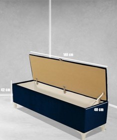 Resim Vetra V2 Sandıklı Puf Mavi Dilimli Model Sandıklı Bench Puf - Sandıklı Yatak Ucu Bankı 