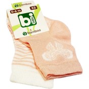 Resim Bibaby Bambu Bebek Çorabı 2 Li 0-6 Ay Beyaz Kelebek Pembe 
