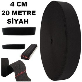 Resim Çamaşır Don Etek Bel Paça Bebe Lastiği Yassı Yumuşak Bel Lastik 20 Metre Siyah-4 Cm 