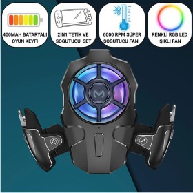 Resim Coofbe Profesyonel Turbo Fan 4000mah 6000rpm 2in1 Ayarlanabilir Tetik Telefon Soğutucu Radyatör 3 Kademeli 