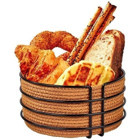 Resim Edora Home Siyah Paslanmaz Yuvarlak Ekmek Sepeti Makrome - Çok Amaçlı Metal Siyah 