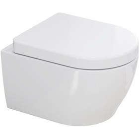 Resim Aqua Bagno Cocon 2.0 Kanalsız Asma Klozet 49 Cm Yavaş Kapanır Kapaklı 2 Parça Set Beyaz Beyaz 
