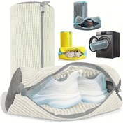 Resim 2 Adet Makinede Yıkanabilir Ayakkabı Çantası - Dayanıklı, Deformasyona Karşı Koruma Özellikli Ayakkabı, Bot ve Takı Organizatörü, Mesh Cepli Tasarım, Ergonomik Tutma Kulpu, Anneler Günü Hediyesi, Ev Düzenleyici, Güvenli Fermuarlı Kapatma, Dokulu Kumaş Çanta 