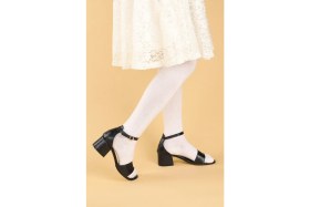 Resim Kiko Kids 4 cm Topuklu Kız Çocuk Abiye Sandalet Siyah Mikrofiber ile Rahat Kullanım 