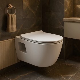 Resim Turavit Rondo Rita Beyaz Kanalsız Açık Montaj Asma Klozet RND5516, Nkp Grande Yavaş Kapak 