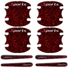 Resim Hightower Kırmızı 8 Parça Araç Kapı Ve Gövde Koruması, Siyah Karbon Fiber Desenli, Çizilmeye Dayanıklı Kapı Koruyucu Film Matkap Gerekmez 