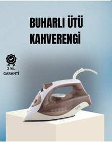 Resim 2200 Watt Buharlı Ütü Kahverengi Seramik Taban Şok Buharlı 