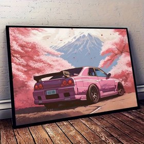 Resim Şaşırtıcı Elmas Sanat Araba ve Pembe Kiraz Çiçeği Ağacı Tuval Tablo, Elmas Boyama Seti, Çerçevesiz Poster, Yatak Odası, Oturma Odası, Ofis Dekoru İçin Mükemmel 30.0*40.01 cm 