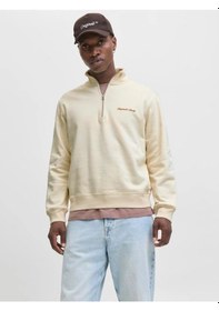 Resim Jack & Jones Jack&jones Jornorrebro Yarım Fermuarlı Dik Yaka Erkek Sweatshirt 12282899 Beyaz 