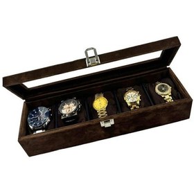 Resim Richbox 5'li Saat Kutusu Kahve Alcantara Süet 