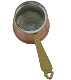 Resim Bakır 260ml Kalın Taban Prinç Sap Büyük Cezve 