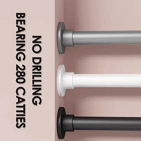 Resim 1 adet Ayarlanabilir Metal Teleskopik Çubuk Yay ile, Gerilim Montajı, Duş Perdesi, Pencere Perdesi, Roma Direği, Giysi Kurutma Askısı ve Gardırop için Yerçekimi Destekli - Delme Gerekmez Tasarım 