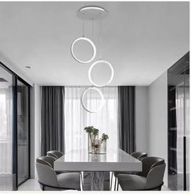 Resim Fer Avize Lopez Modern Tasarım Beyaz Renk Salon Mutfak Beyaz Led Sarkıt 3 Lü Avize 