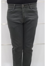 Resim Dmctekstil Hacker Denim Erkek Haki Yeşil Normal Bel Rahat Kesim Dar Paça Jean Pantolon 