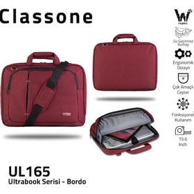 Resim Classone Ul165 15.6 İnç Uyumlu Laptop Notebook El Çantası-Bordo 
