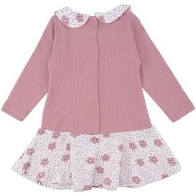 Resim Kız Bebek Brode Yakalı Çiçek Baskılı Çıtçıtlı Fiyonk Detay Elbise 001 