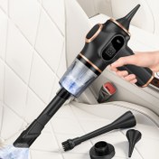 Resim Belibuy Ultra-Güçlü El Tipi Araba Elektrikli Süpürge - Yüksek Emiş, Taşınabilir & Ev ve Araba Kullanımı İçin Çok Yönlü, Büyük Kapasiteli Çift Pil, Kablosuz Araba Elektrikli Süpürge, Mini, Çok Fonksiyonlu 