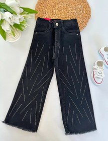 Resim Kız Çocuk Siyah Taşlı Kot Pantolon 