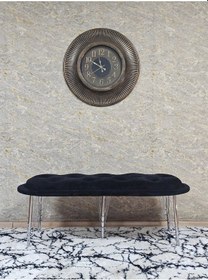 Resim Zafir Ufo Oturak Bench - Krom Kaplama Telli Ayak - Oturak - Bench - Puf - Yatak Ucu Pufu Siyah 