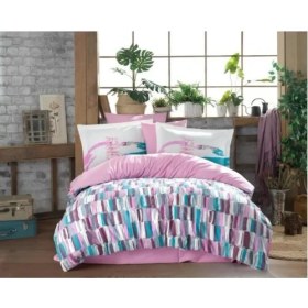 Resim Pazarcan Kingsize Poplin Nevresim Pembe 