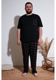 Resim Buratti Pamuklu Regular Fit Büyük Beden Erkek Pijama Takımı 6572002B Siyah 