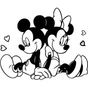 Resim Mickey Minnie Sırt Sırta - Araç, Oto, Laptop, Duvar Uyumlu Sticker 30*24 cm 