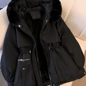 Resim Kadın Kışlık Mont - Tam Fermuarlı, Bol Kesim Parka, Günlük ve Resmi Etkinlikler İçin Şık Soğuk Hava Ceketi, Esnemeyen Kumaş, Sonbahar ve Kış Mevsimleri İçin Kolay Bakım Dış Giyim, Kadın Kışlık Montlar, Sezonluk Moda, Klasik Tasarım 