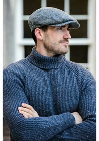 Resim Kışlık Kaşe Şapka Yün Düz Renk Spor London Kasket -gri Çizgili Gri 