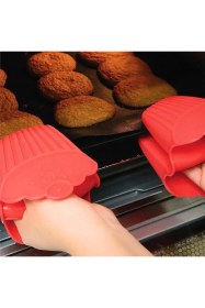 Resim Silikon Fırın Eldiveni 2 Li Isı Yalıtımlı, Kaymaz Yüzey, Esnek Ve Kolay Temizlenebilir Kırmızı 