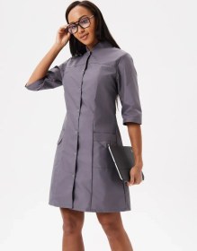 Resim Speclider 3/4 Kollu Düğmeli Medikal Bornoz 364734735 Grafit 