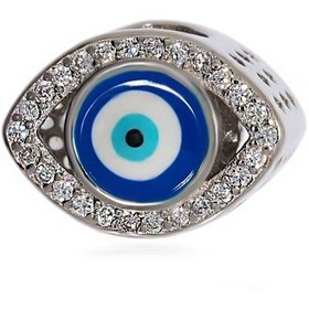 Resim Kadın Nazar Boncuğu Detay Göz Model Gümüş Charm Gümüş 