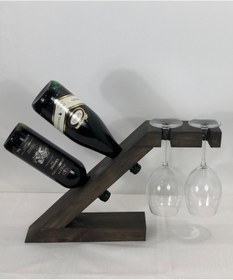 Resim Doğal Ahşap Masa Üstü Şaraplık Standı Masif Dekoratif Şaraplık 
